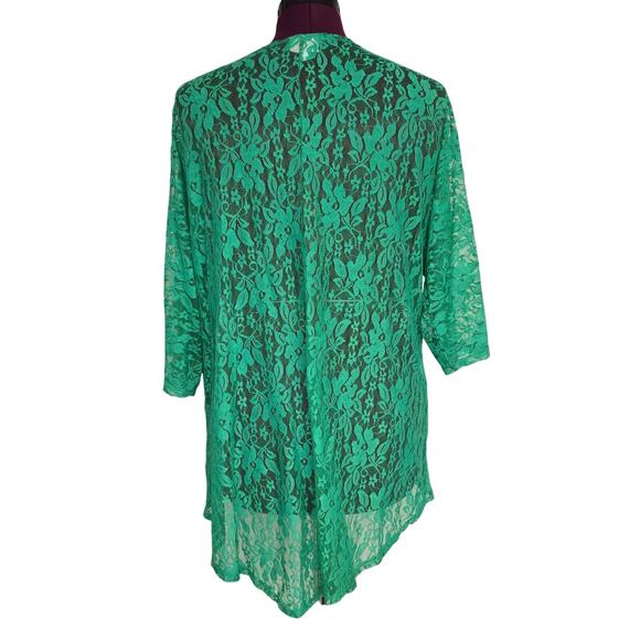 Women's Lularoe Green Lace Kimono Cardigan 3/4 Sleeves | Size Medium - Picture 2 of 7
